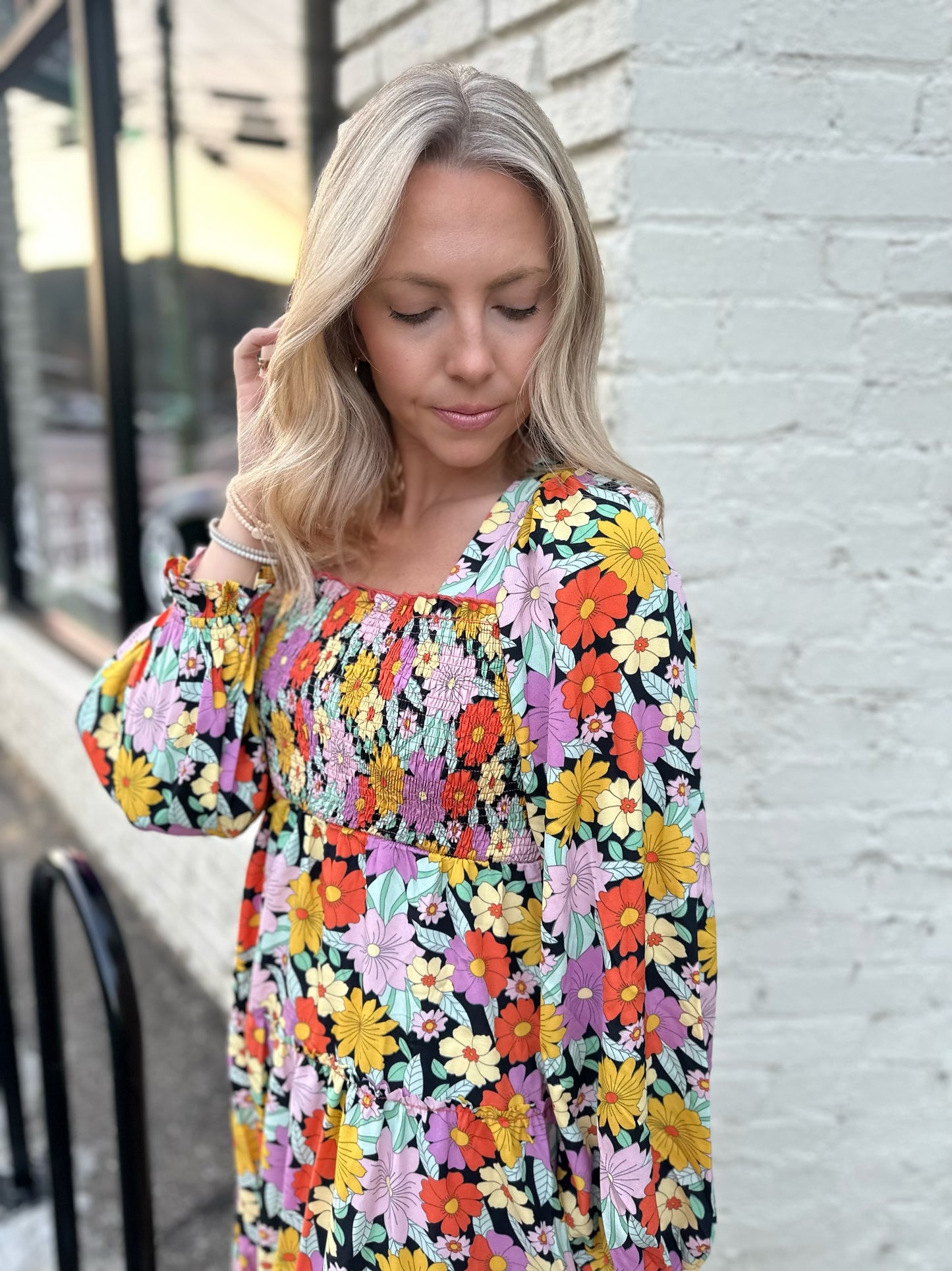 Thinking About You Smocked Floral Midi Dress