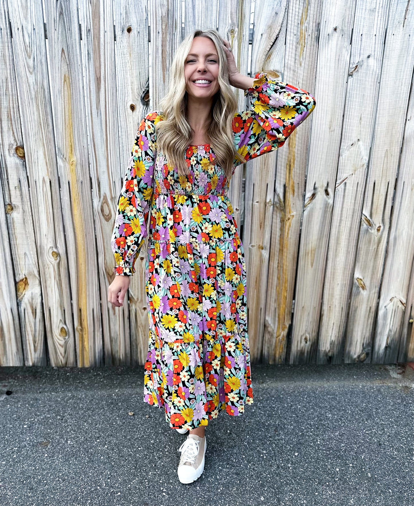 Thinking About You Smocked Floral Midi Dress