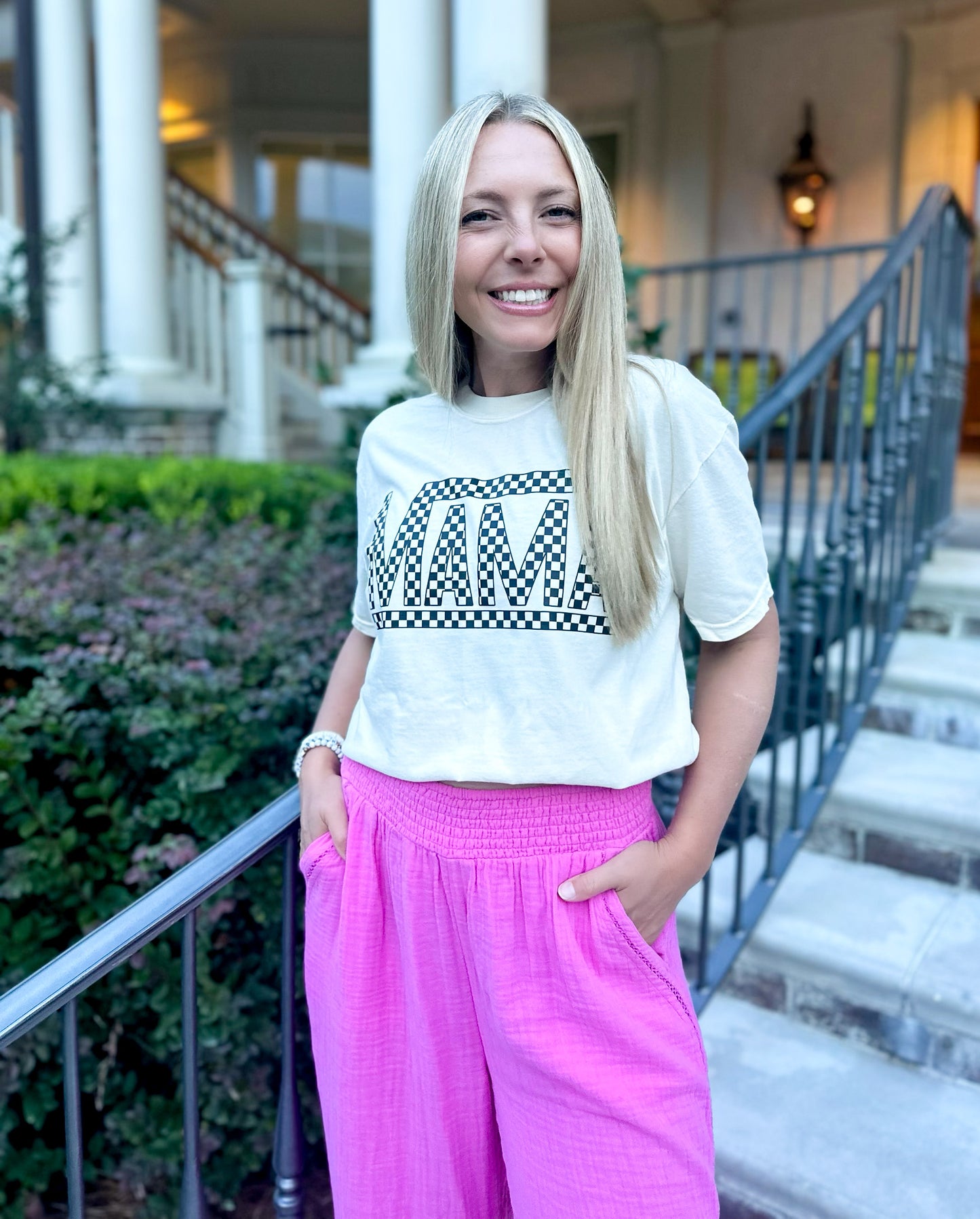 Mama Checked Comfort Color Tee