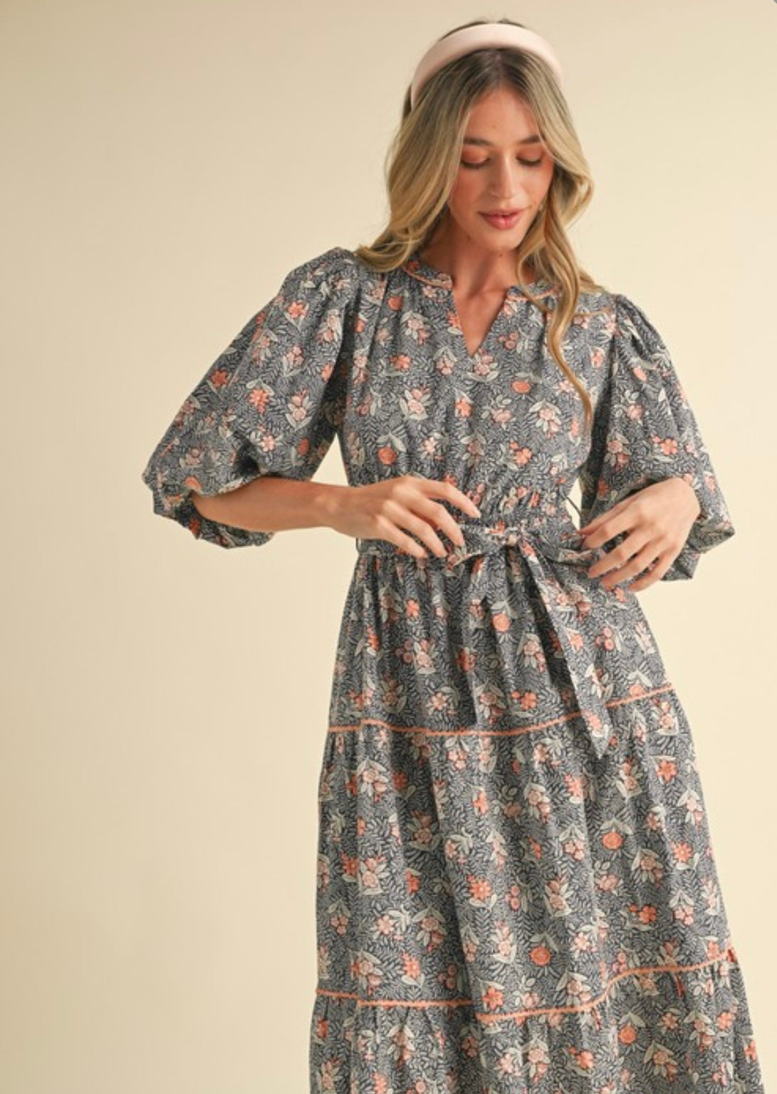 Ophelia Steele Blue Floral Midi Dress