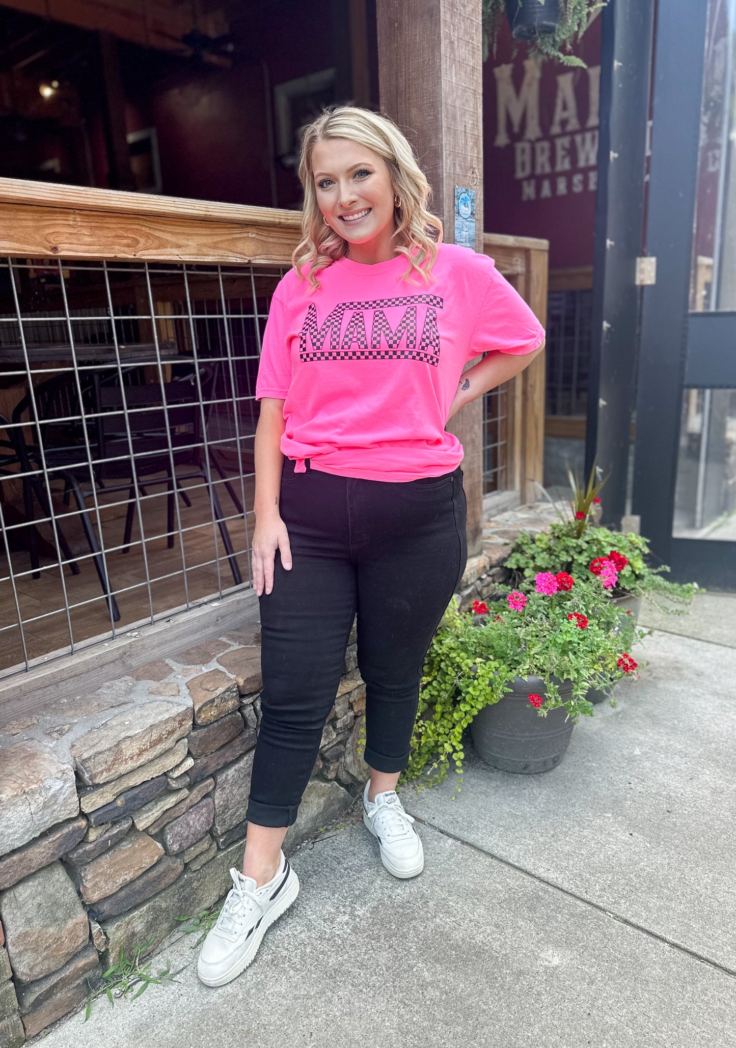 Mama Checked Comfort Color Tee