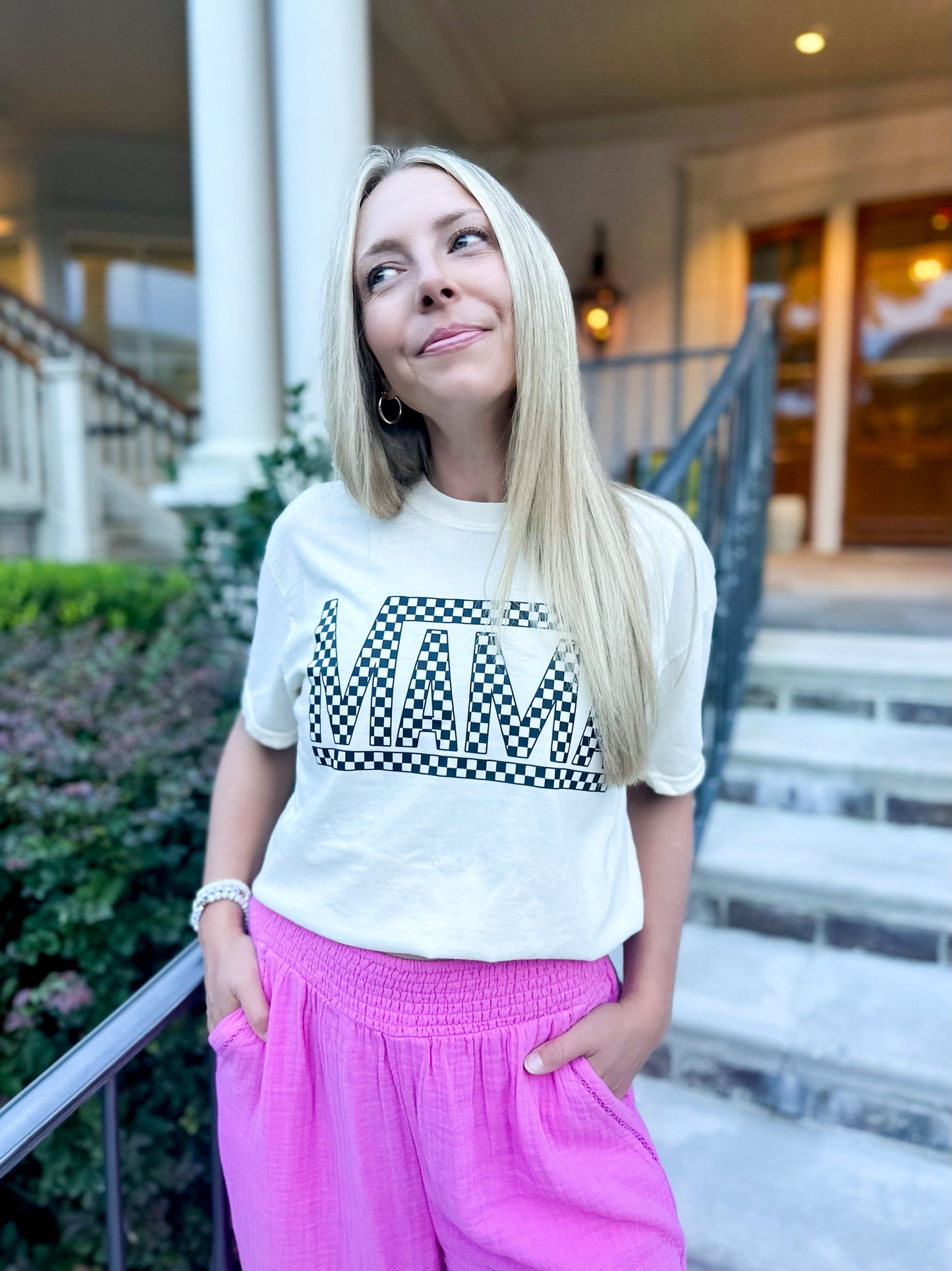 Mama Checked Comfort Color Tee