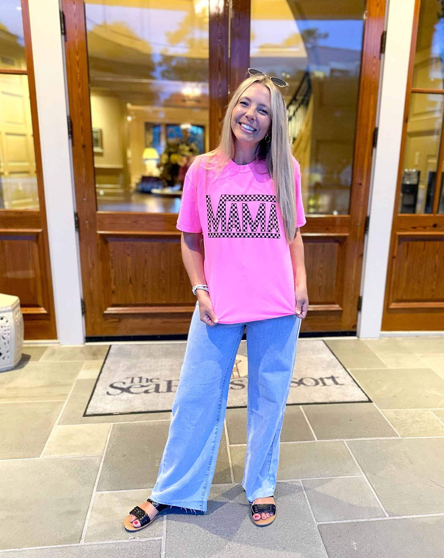 Mama Checked Comfort Color Tee