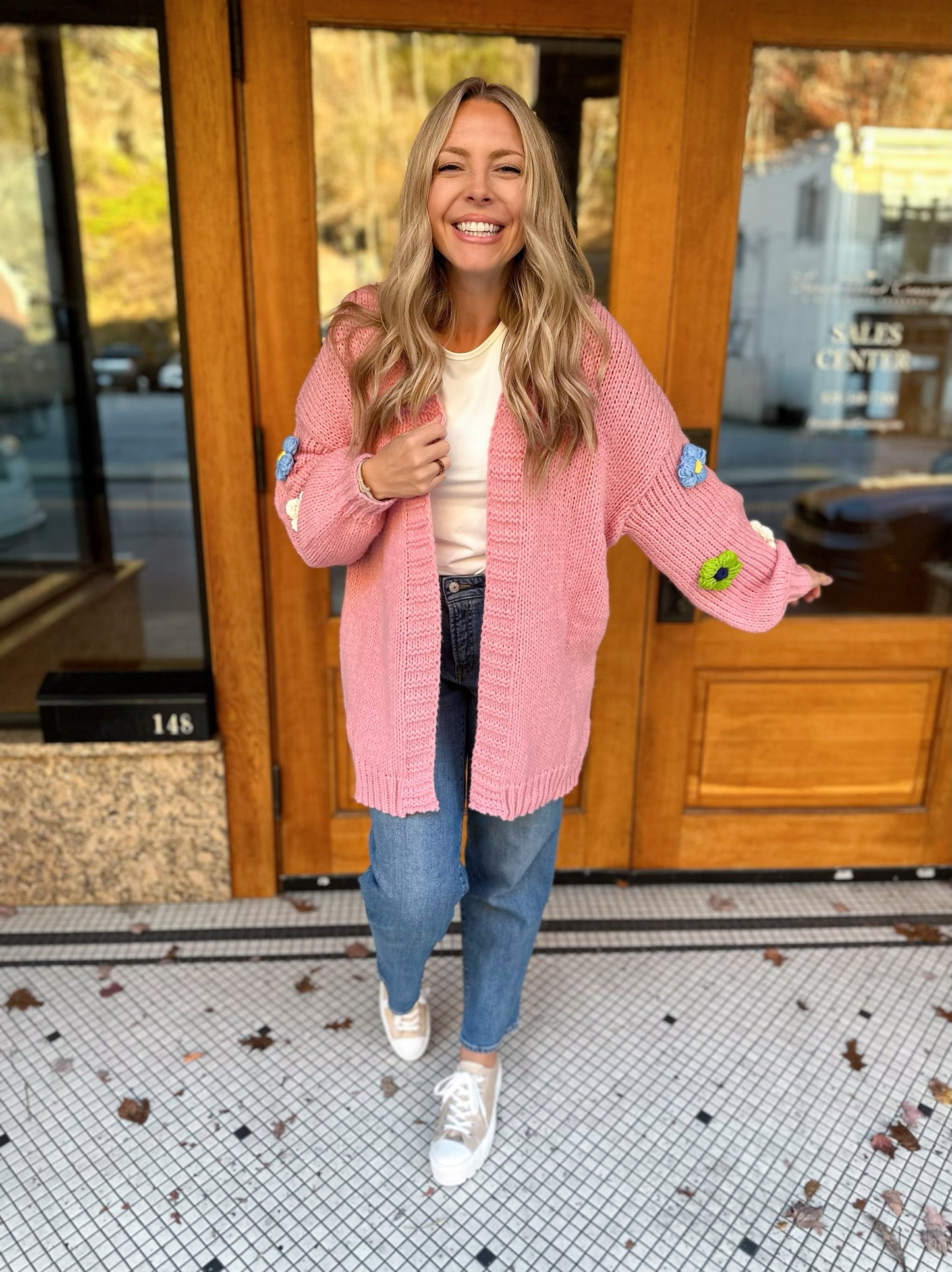 In Bloom Pink Floral Crochet Cardigan