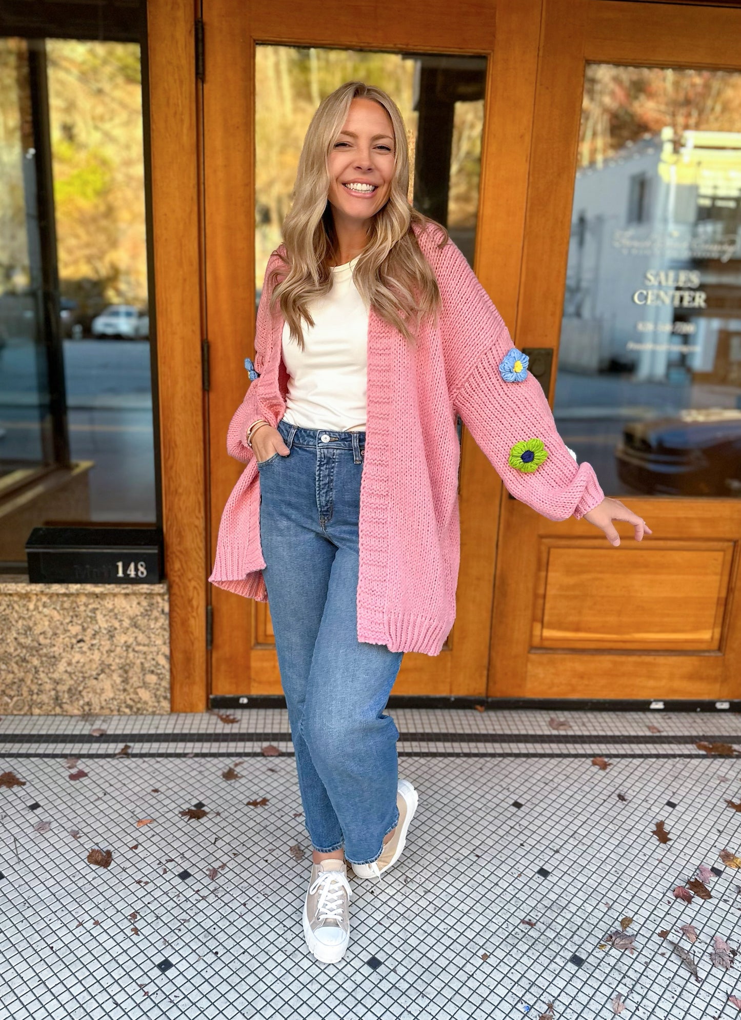 In Bloom Pink Floral Crochet Cardigan