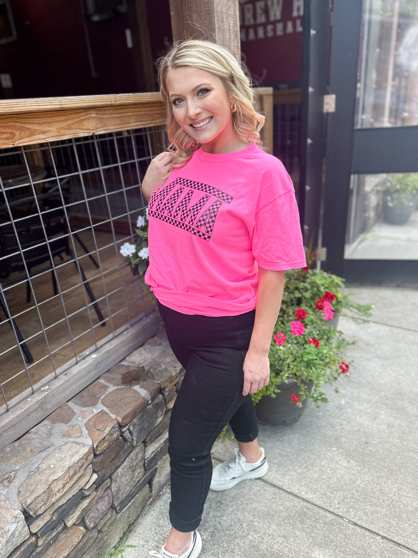 Mama Checked Comfort Color Tee