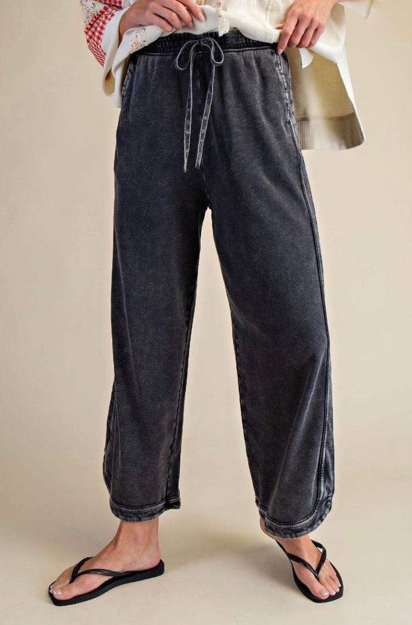 Black Acid Wash Everyday Cotton Pants