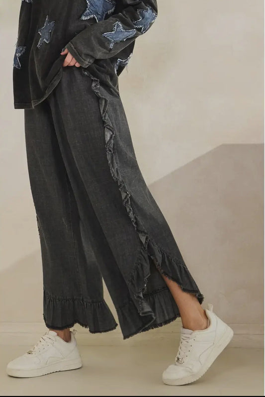 Good Times Ruffle Dark Denim Pants