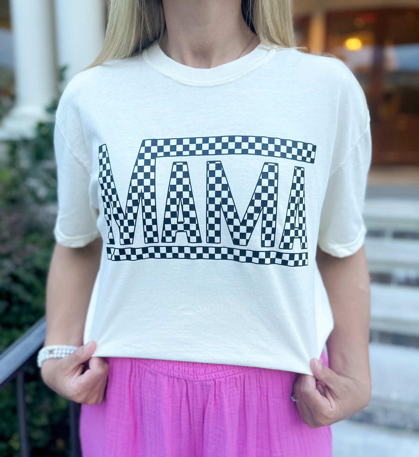 Mama Checked Comfort Color Tee