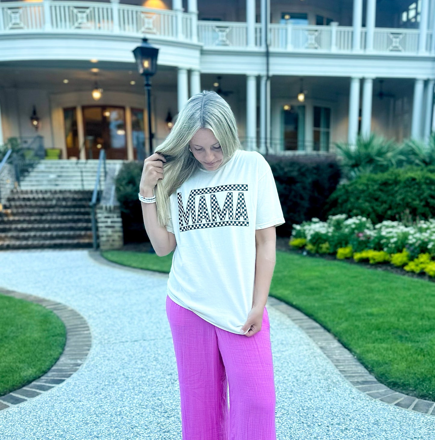 Mama Checked Comfort Color Tee
