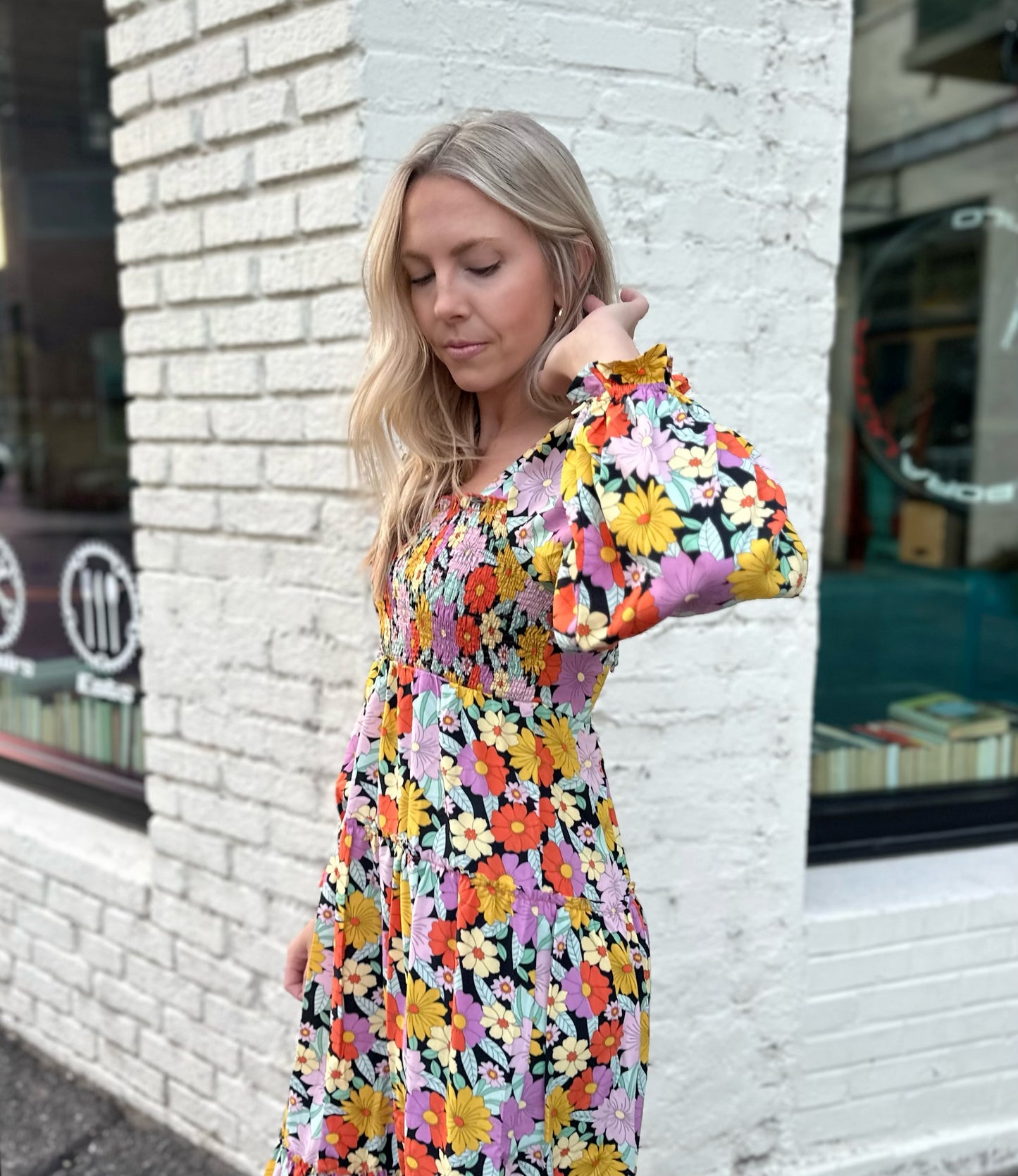 Thinking About You Smocked Floral Midi Dress
