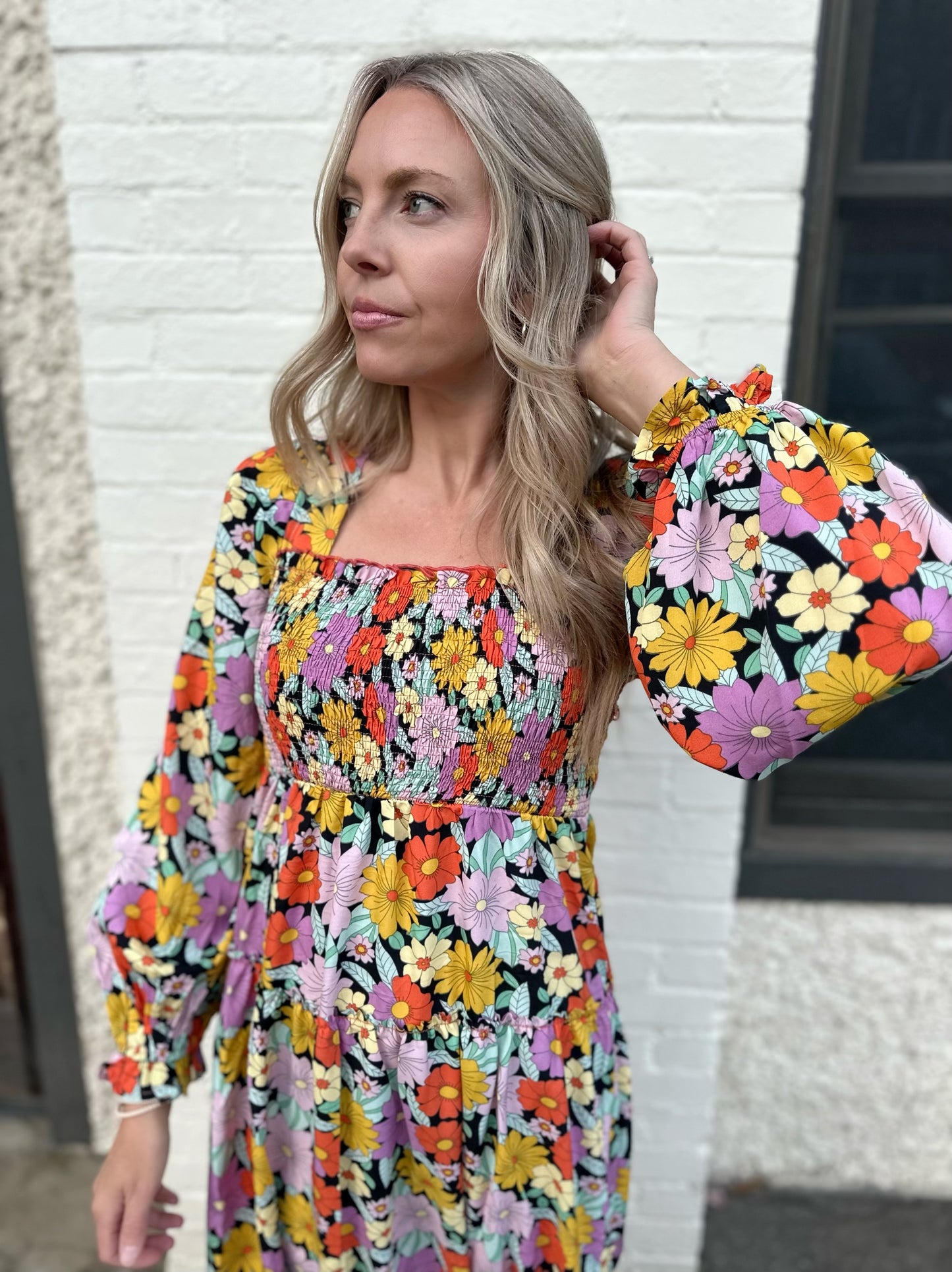 Thinking About You Smocked Floral Midi Dress