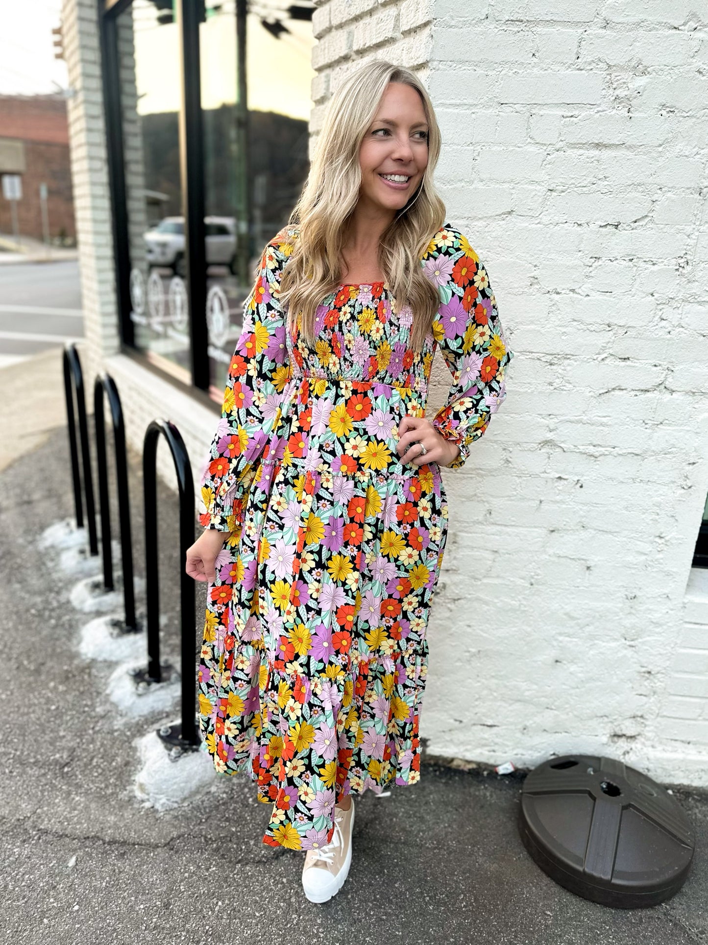Thinking About You Smocked Floral Midi Dress