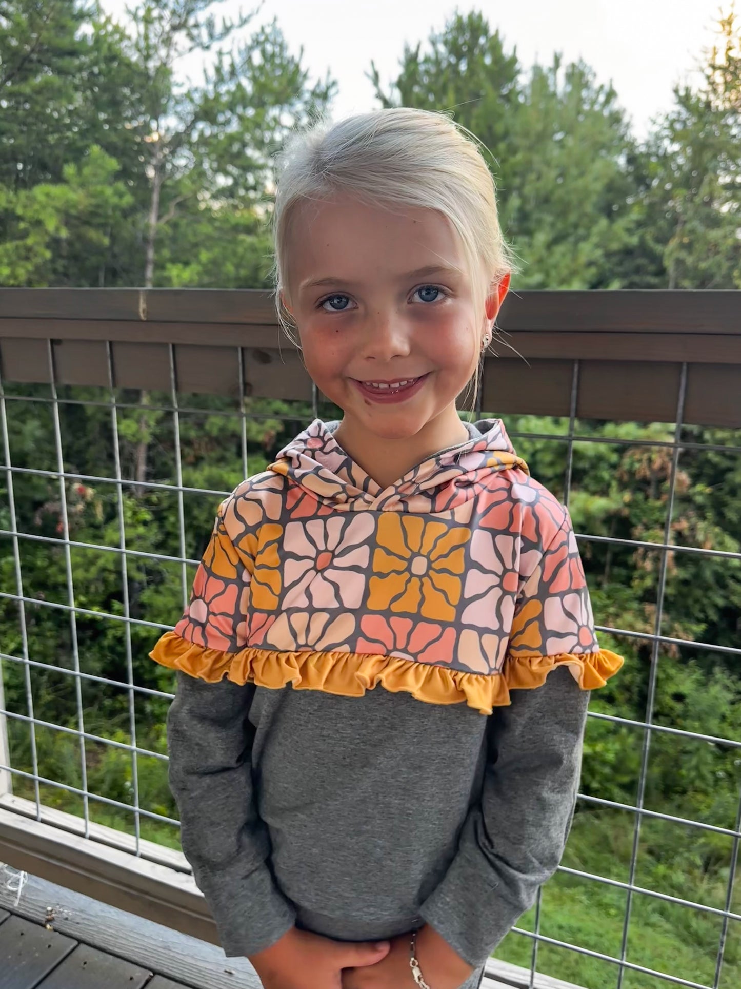 Girls Boho Floral Hoodie Set