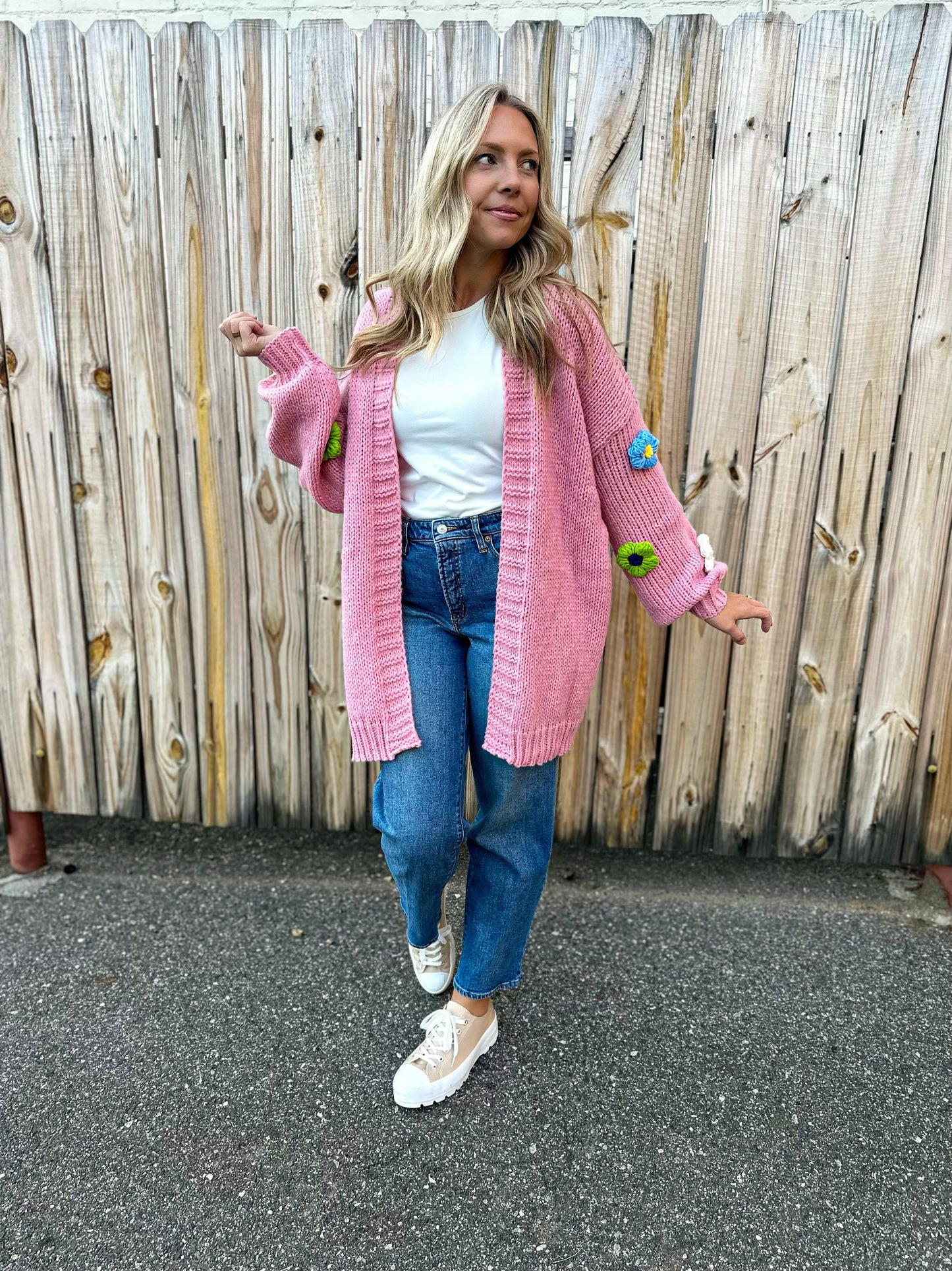 In Bloom Pink Floral Crochet Cardigan