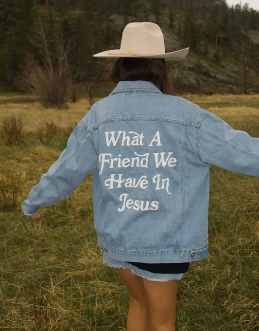 What A Friend We Have In Jesus Oversized Denim Jacket