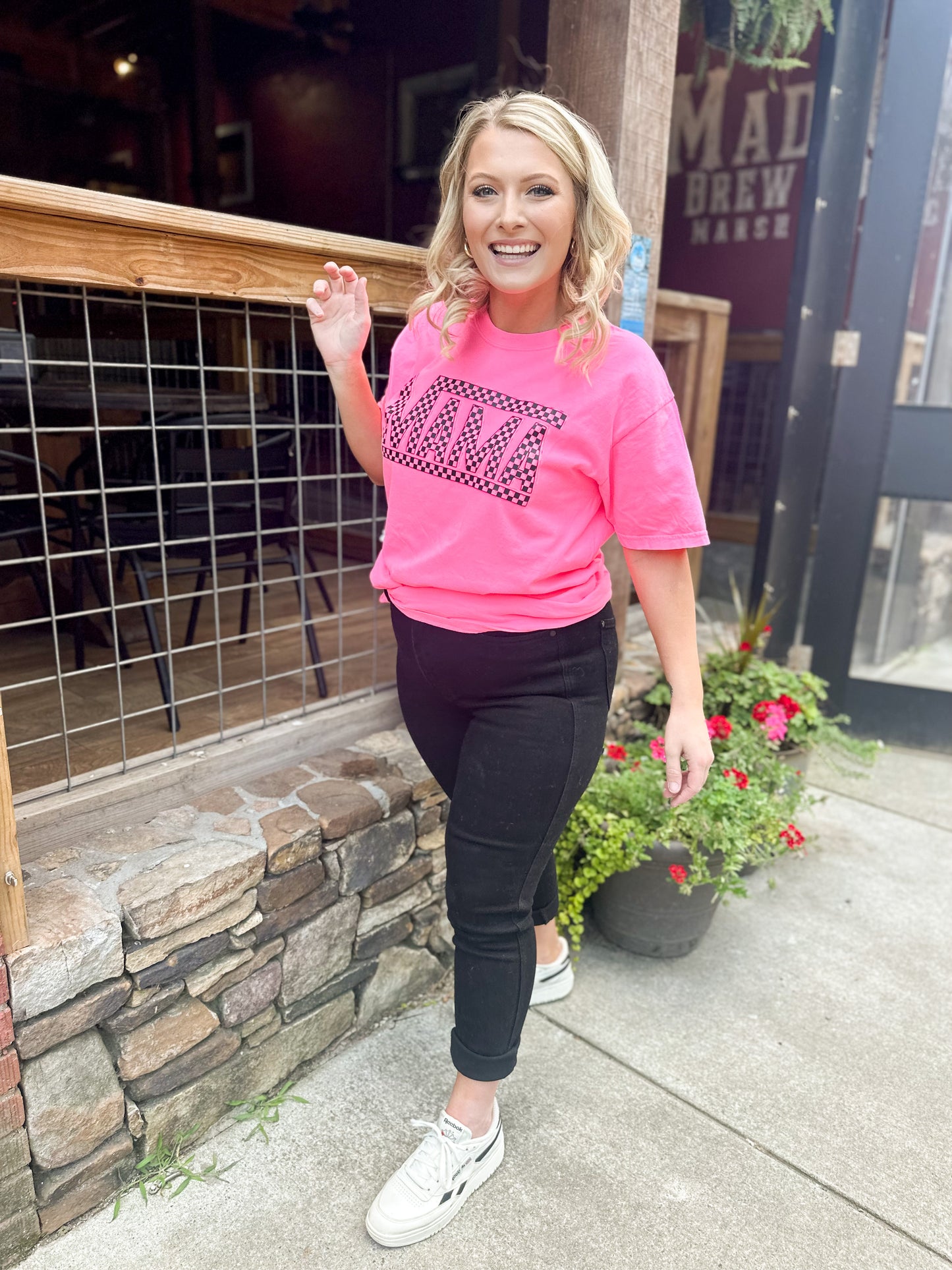 Mama Checked Comfort Color Tee