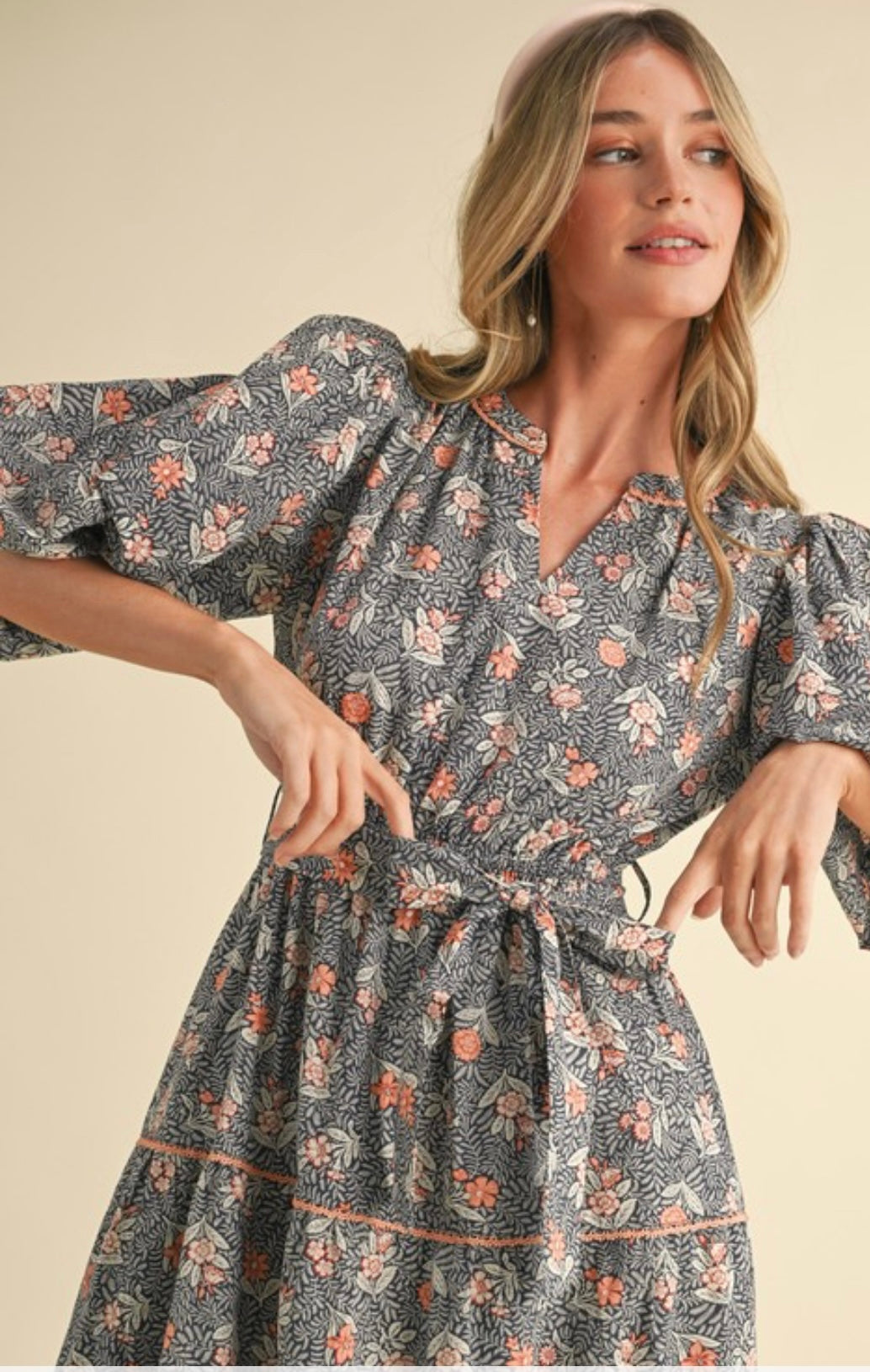 Ophelia Steele Blue Floral Midi Dress