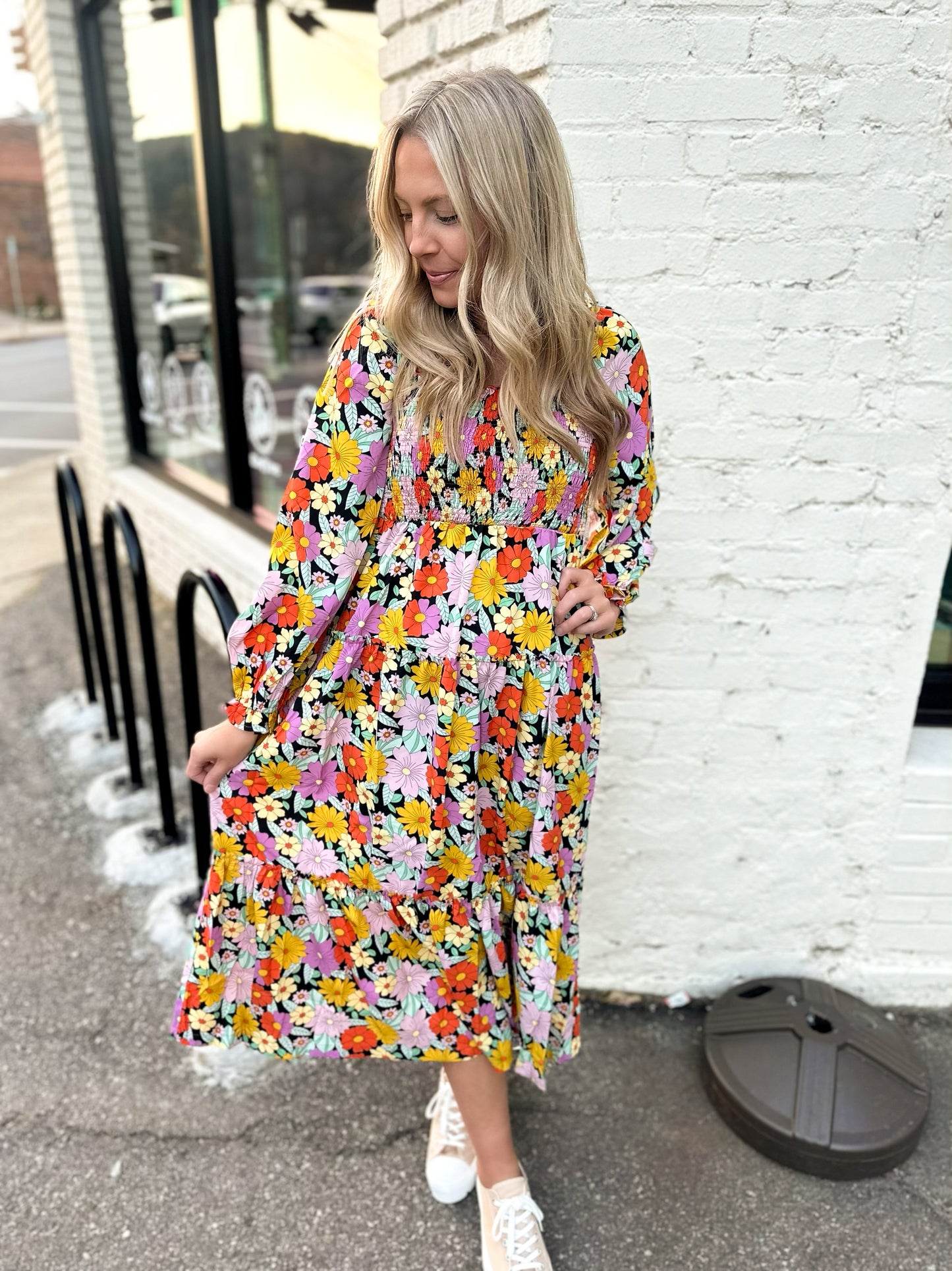 Thinking About You Smocked Floral Midi Dress