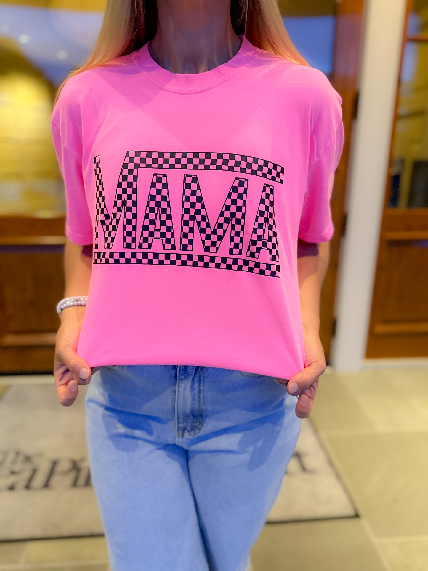 Mama Checked Comfort Color Tee