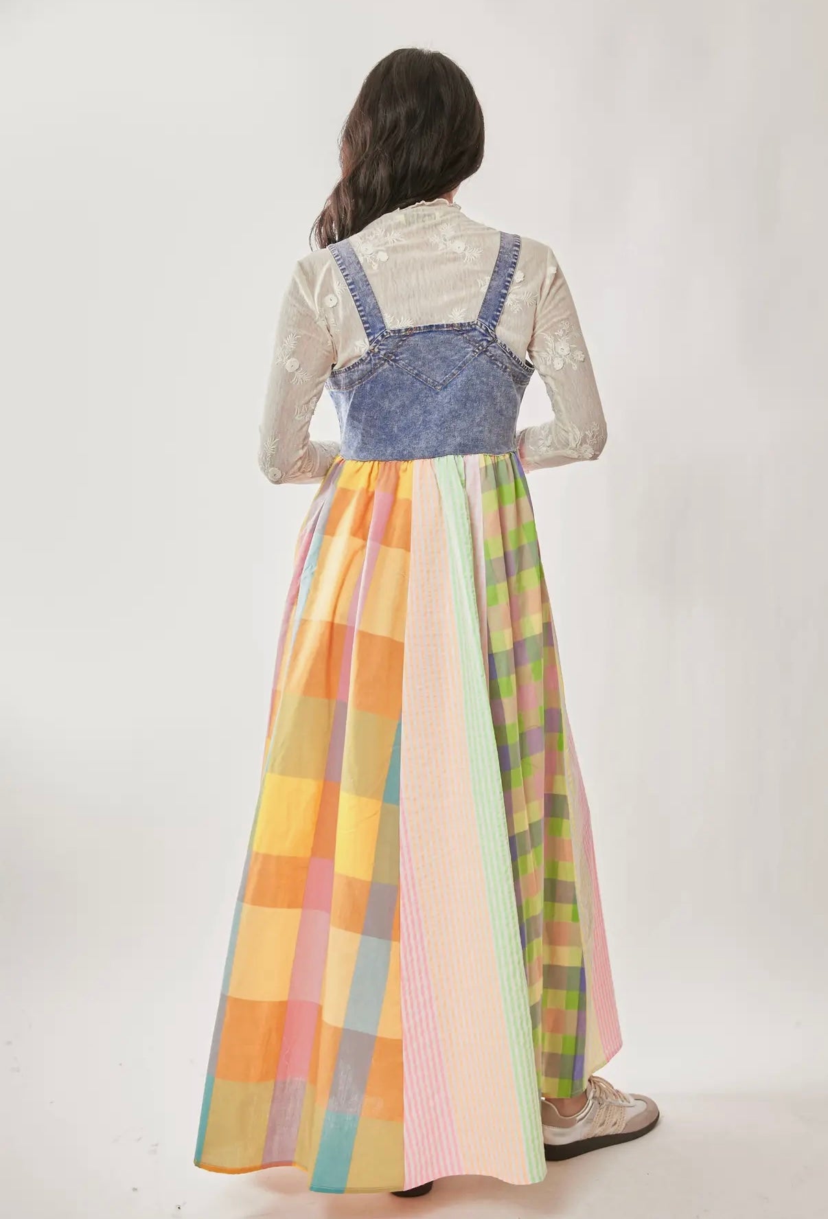 Hello Lovely Pastel Color Block Overall Dress