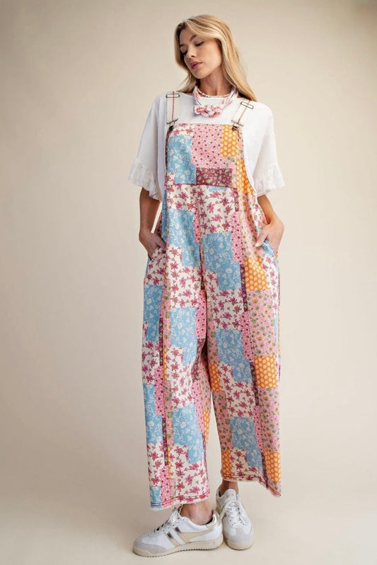 Kaleidoscope Patchwork Wide Leg Overalls