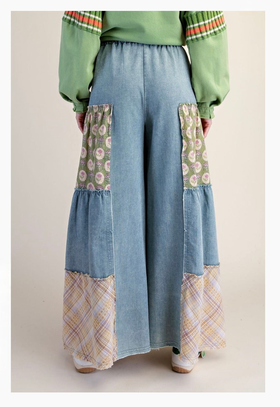 Talk of the Town Denim Patchwork Palazzo Pants