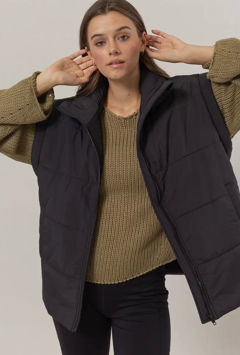 Perfectly You Black Oversized Puffer Vest