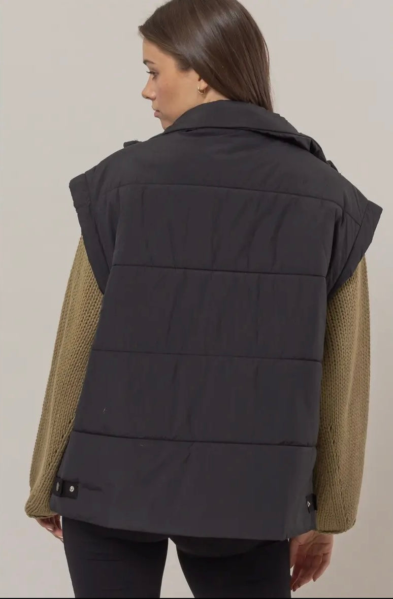 Perfectly You Black Oversized Puffer Vest