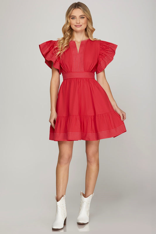 Rosy Cheeks Flutter Dress