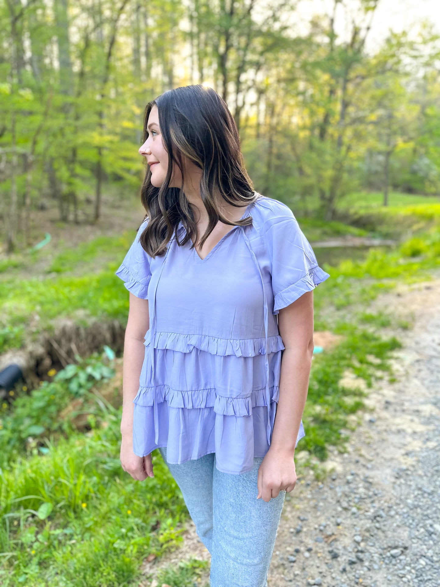 Lavender Breeze Ruffle Top