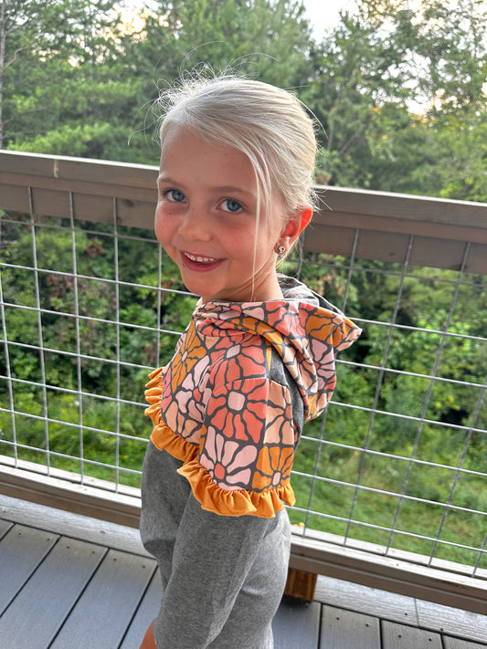 Girls Boho Floral Hoodie Set