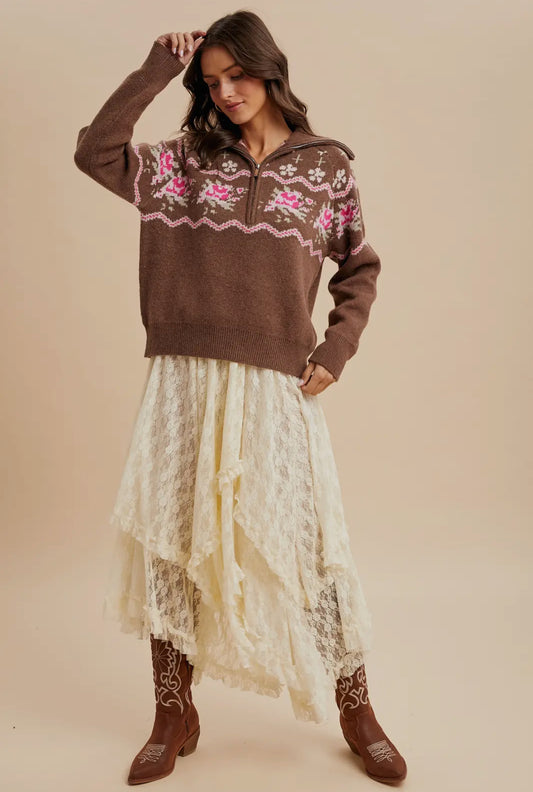 Alpine Bloom Half Zip Pullover