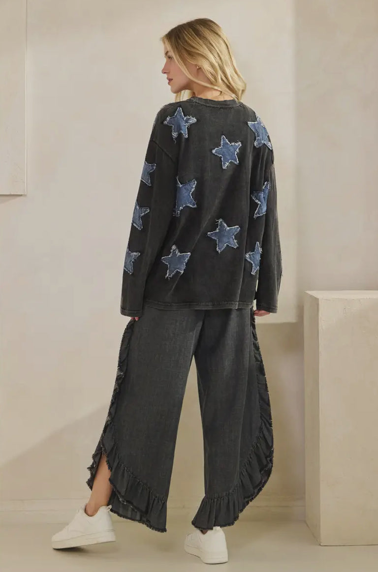 Good Times Ruffle Dark Denim Pants