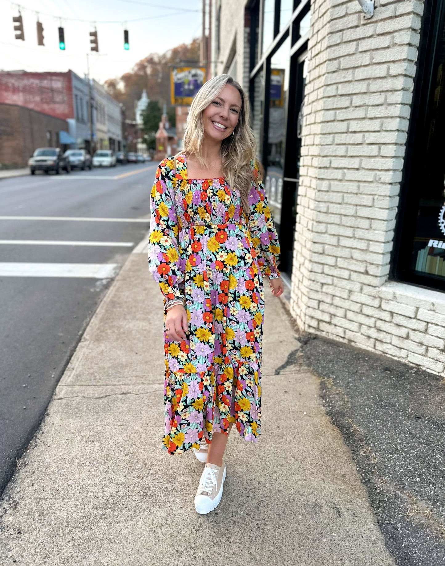 Thinking About You Smocked Floral Midi Dress