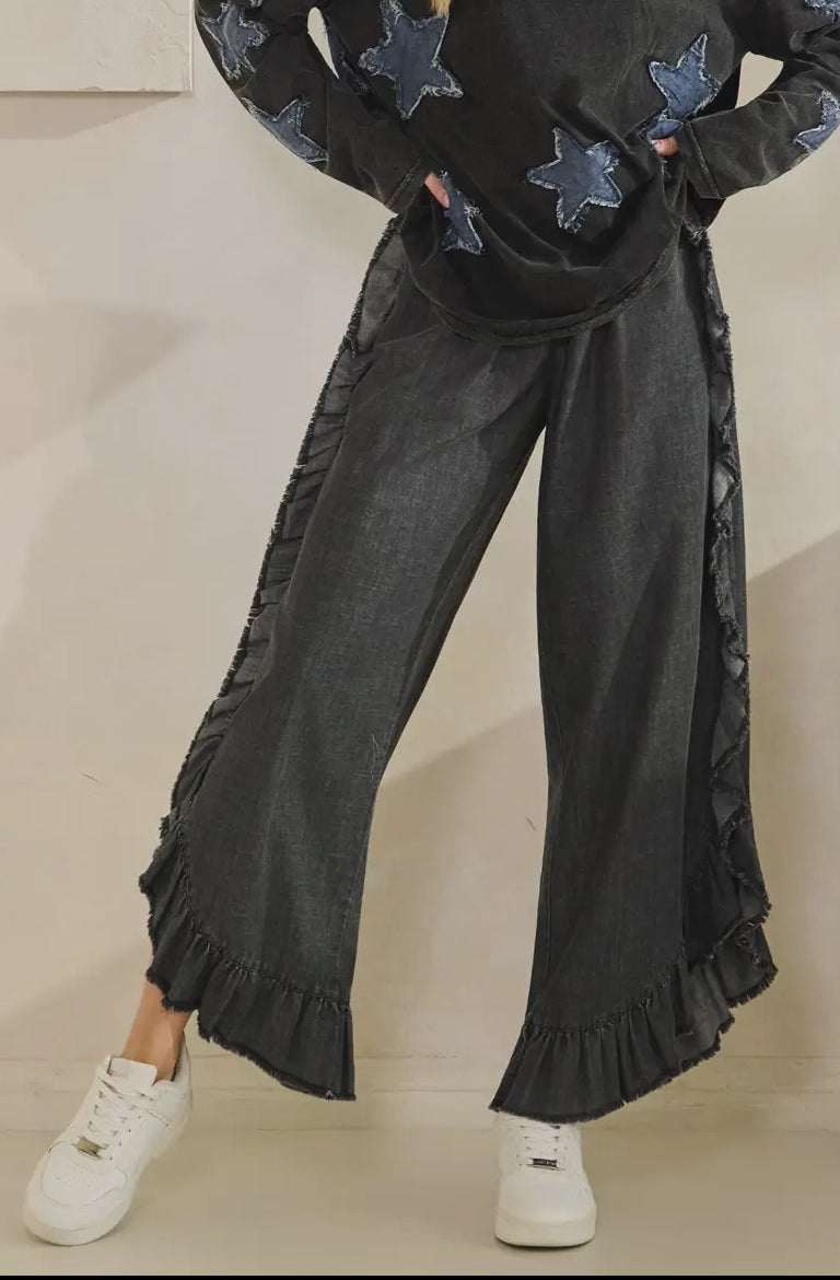 Good Times Ruffle Dark Denim Pants