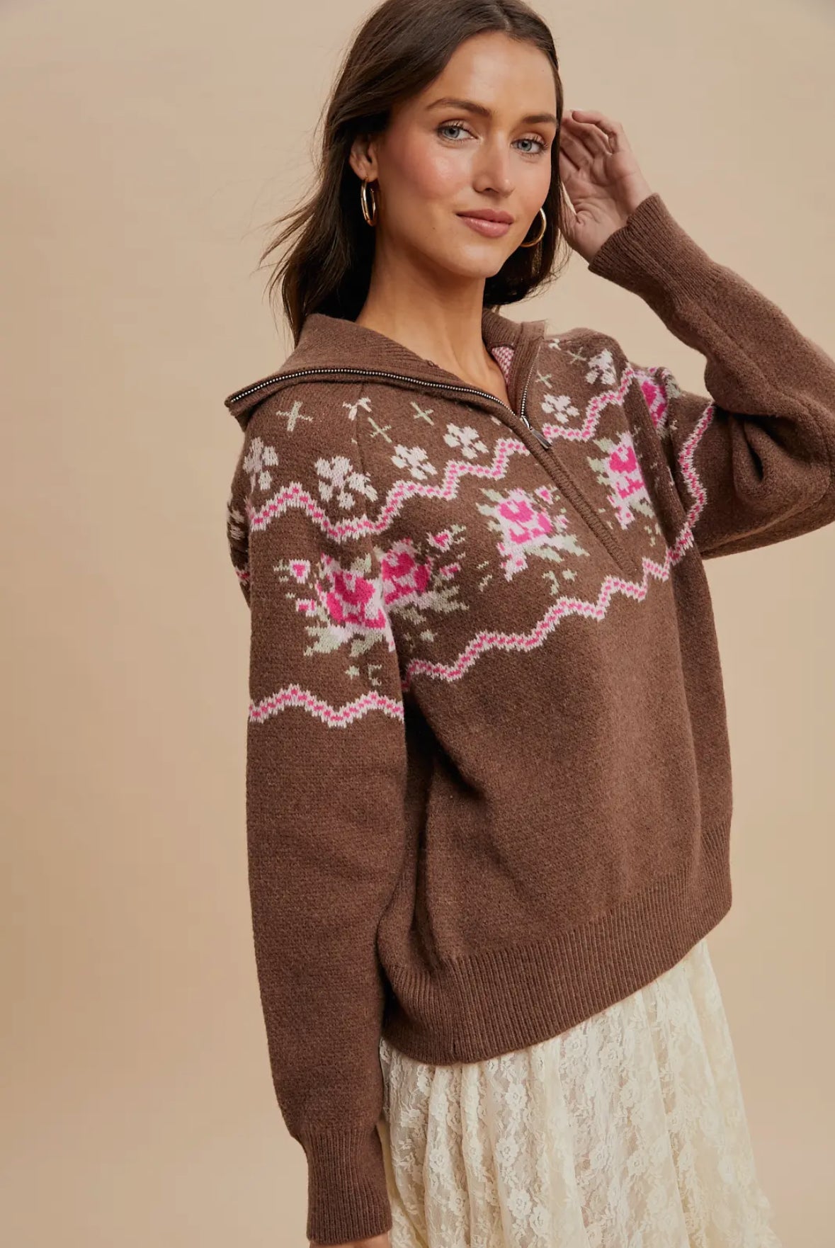 Alpine Bloom Half Zip Pullover