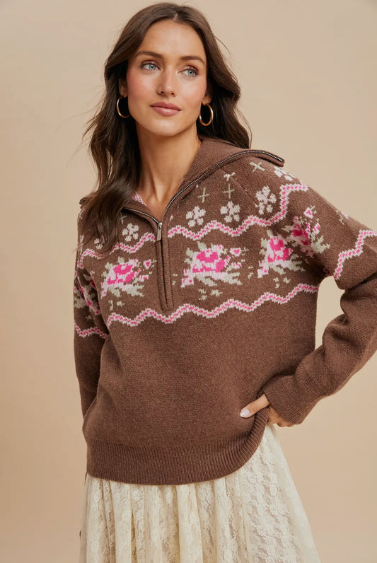 Alpine Bloom Half Zip Pullover