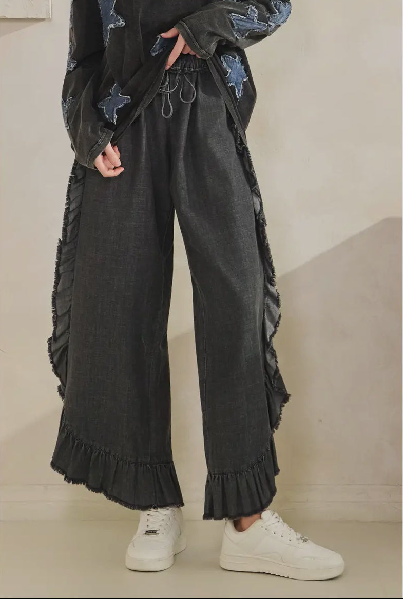 Good Times Ruffle Dark Denim Pants