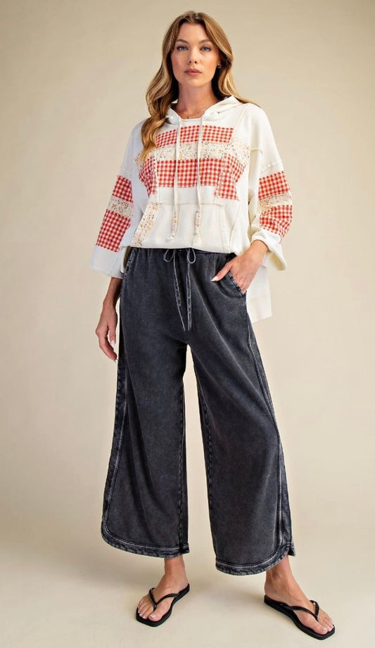 Black Acid Wash Everyday Cotton Pants