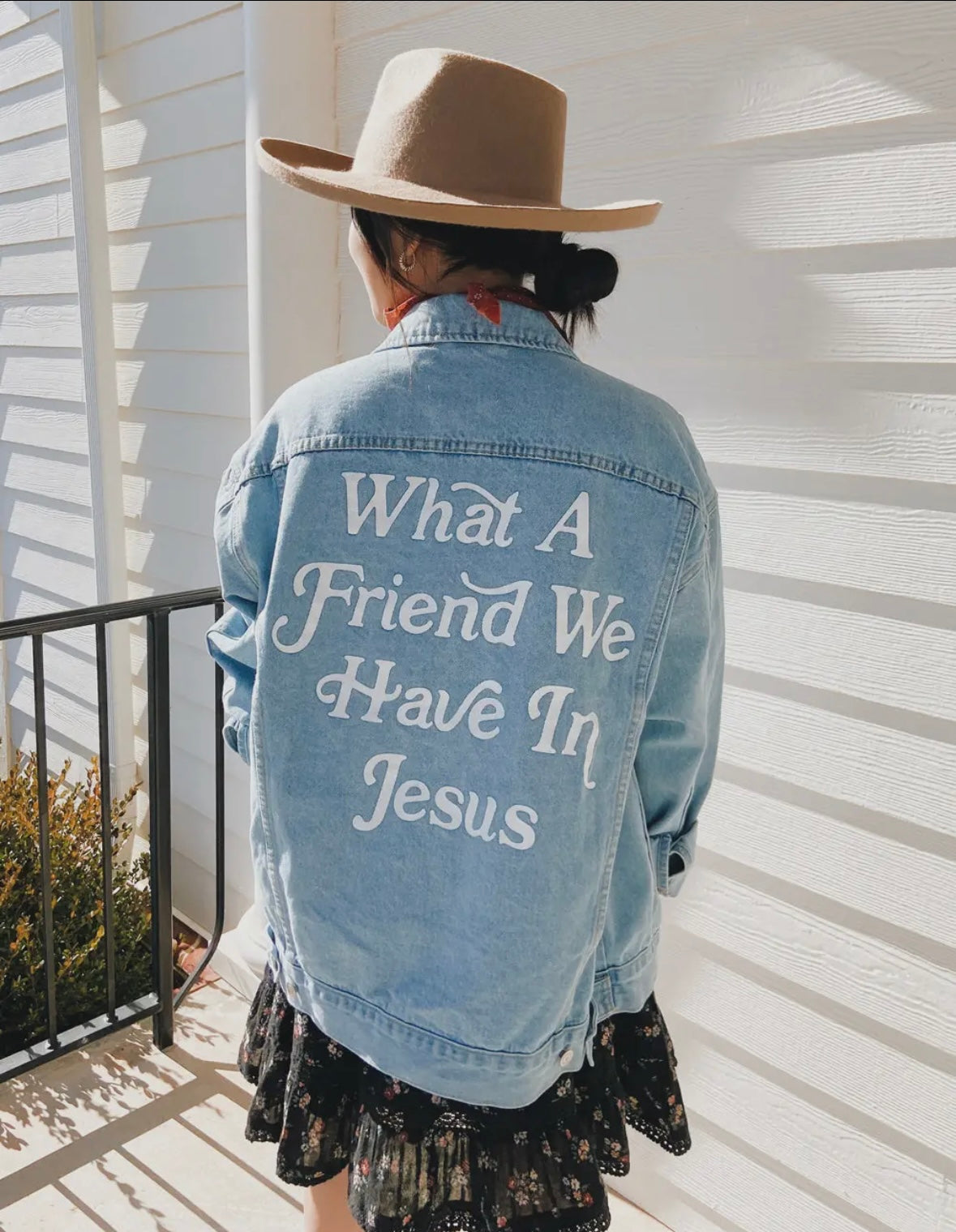 What A Friend We Have In Jesus Oversized Denim Jacket