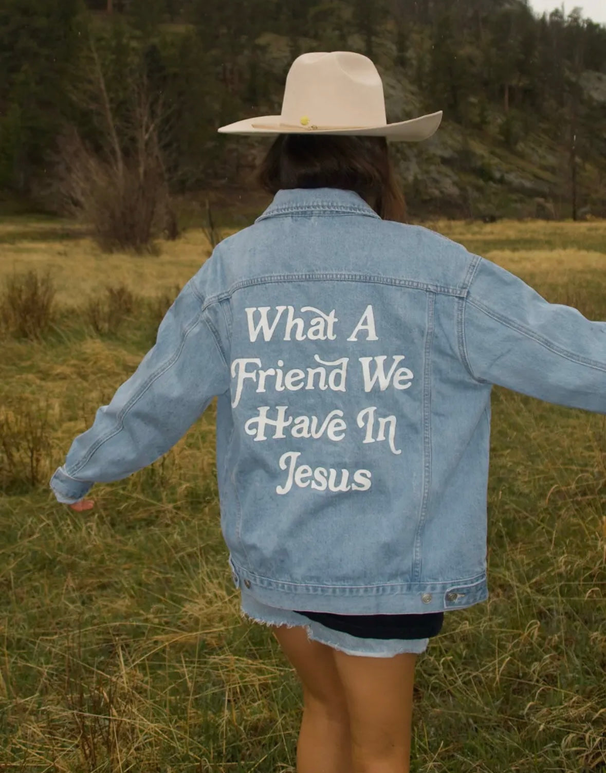 What A Friend We Have In Jesus Oversized Denim Jacket