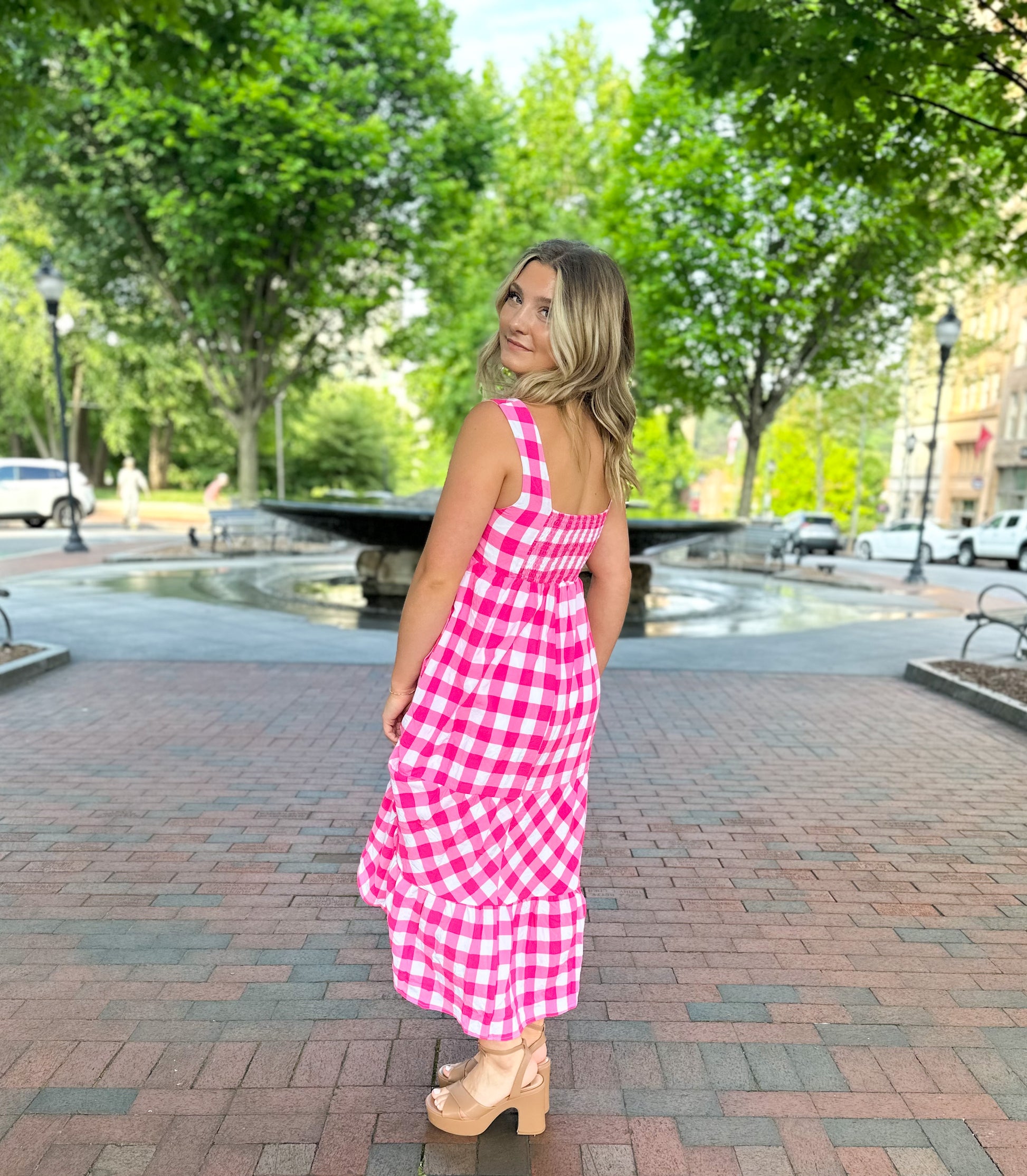 Pink Gingham Dress, Charming and Stylish